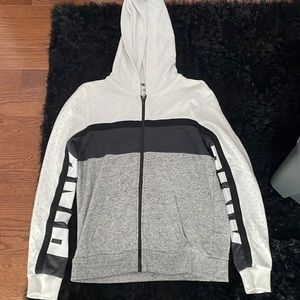 PINK white and gray rhinestone zip up hoodie